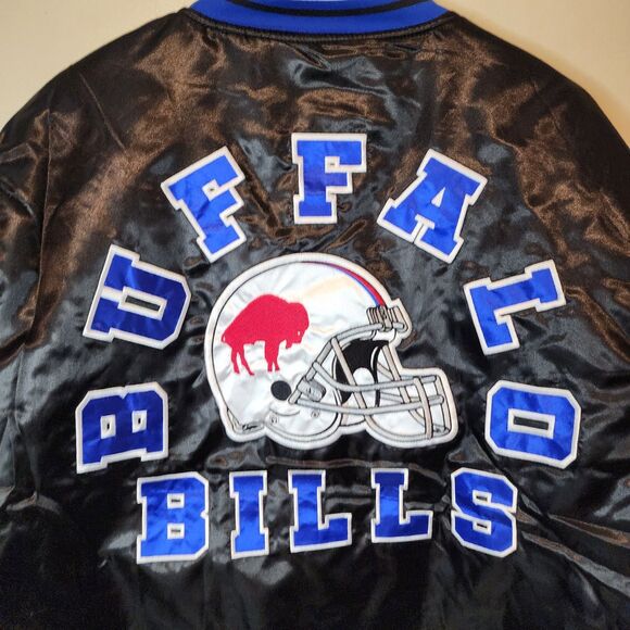 Buffalo Bills Jacket Satin Bomber Coat NFL Team Varsity Button NFL Mens XL - Picture 5 of 12